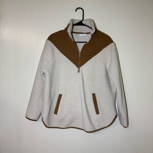Time and Tru Off-White and Brown Fleece Pullover